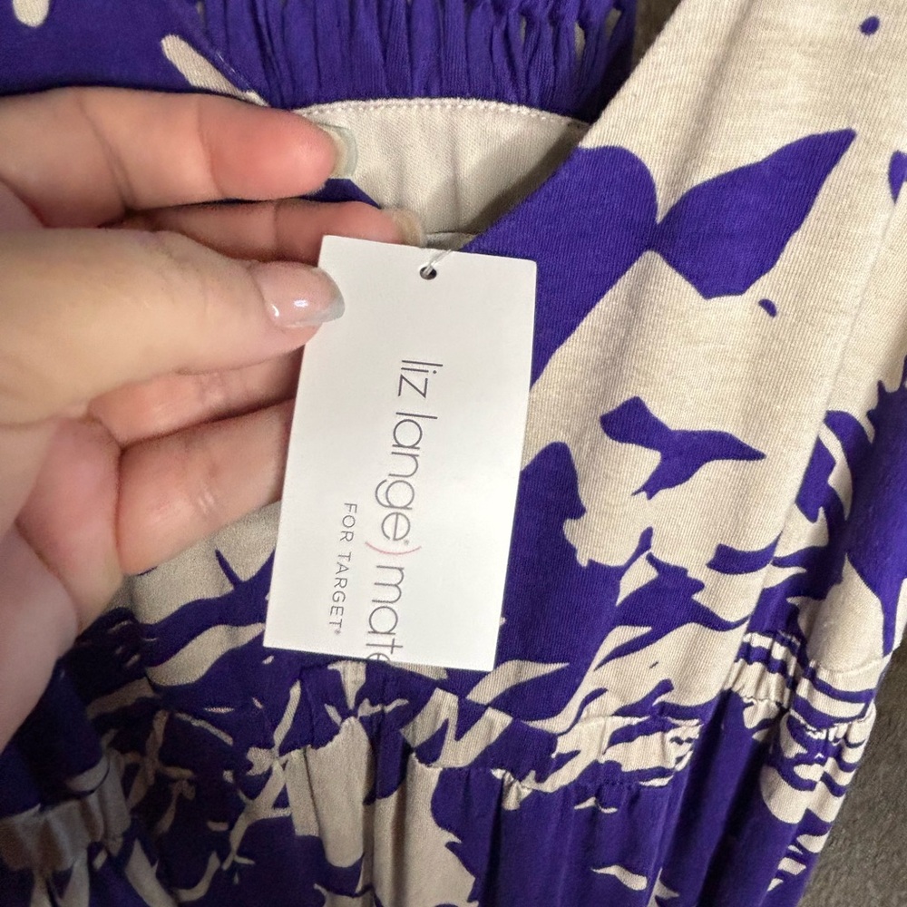 Liz Lange Maternity for Target Purple and Cream Maxi Dress Size M NEW - Picture 9 of 12